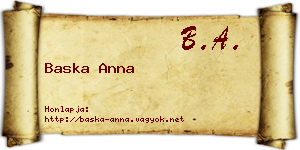 Baska Anna névjegykártya